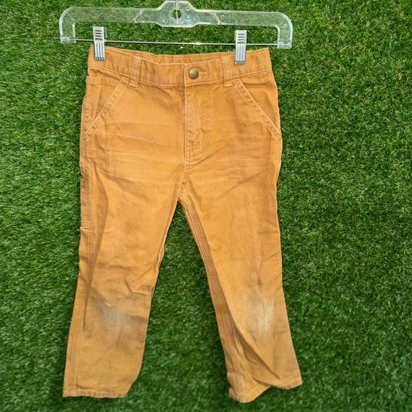 Carhartt Kids Brown Canvas Carpenter Pants Size 6 Distressed - Picture 1 of 5